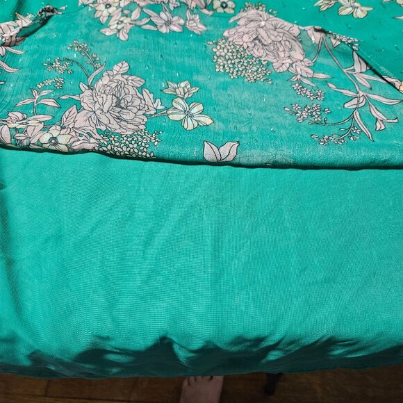 Torrid Green Floral Blouse Womens Size 2x Cold Shoulder Top Cross Strap Back - Picture 7 of 7